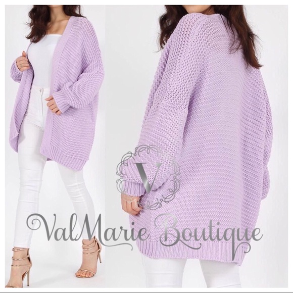 lilac chunky knit cardigan